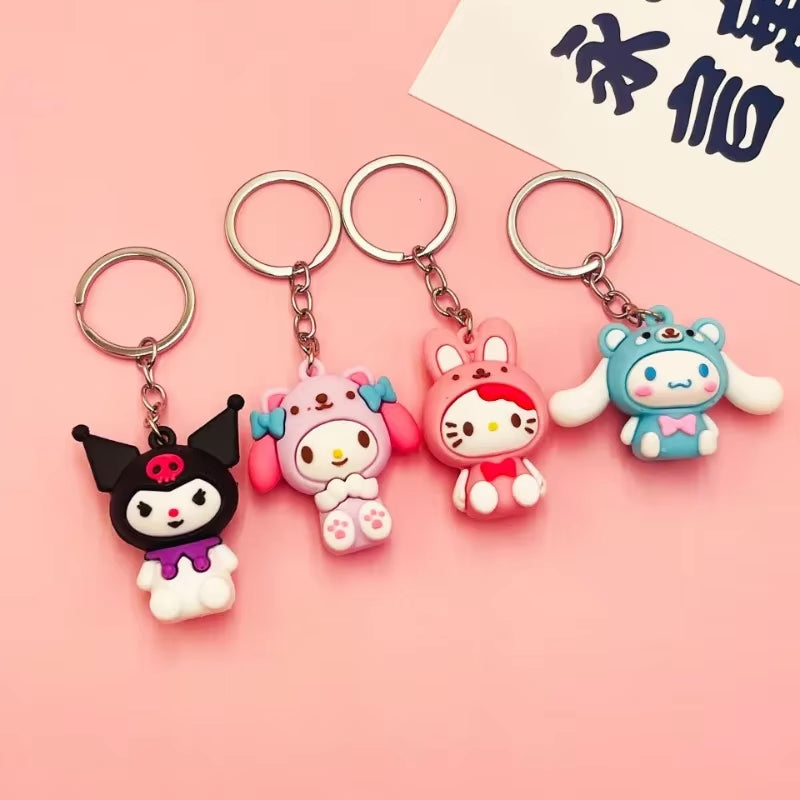 Sanrio Anime My Melody Car Key Chain Kawaii Kuromi Doll Hello Kitty Keychain Cartoon Cinnamoroll Backpack Pendant Keyring Gifts