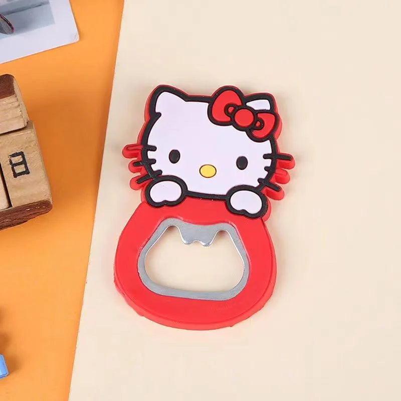 Sanrio Hello Kitty Silicone Wine Opener and My Melody Fridge Magnet Set - Cute Pink Heart Design