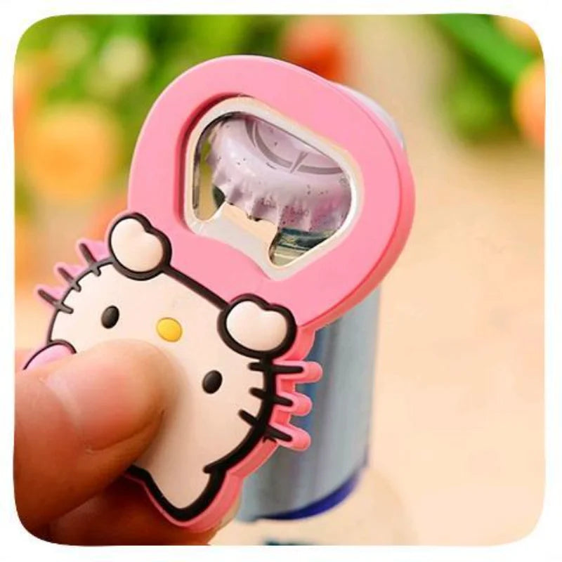 Sanrio Hello Kitty Silicone Wine Opener and My Melody Fridge Magnet Set - Cute Pink Heart Design