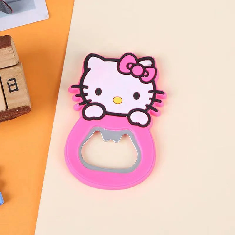 Sanrio Hello Kitty Silicone Wine Opener and My Melody Fridge Magnet Set - Cute Pink Heart Design